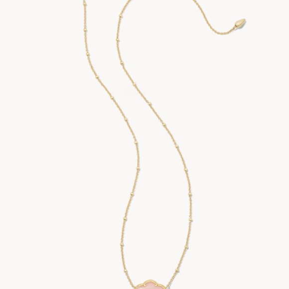 Kendra Scott "Abbie" Gold Pendant Satellite Necklace in Rose Quartz NWT - Picture 2 of 5